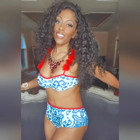 Callie Lives Ruffle Le Fleur: Red White & Blue Swimsuit L XL - Picture 8 of 15